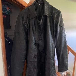 Men Leather Trench coat.